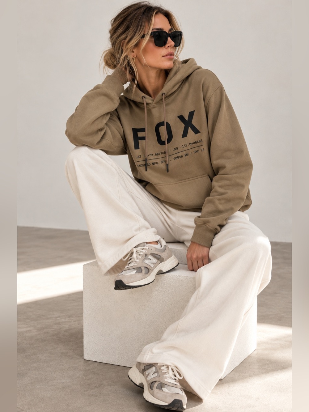 FOX Racing Khaki Taupe Non Stop Pullover Hoodie Sweatshirt Size M